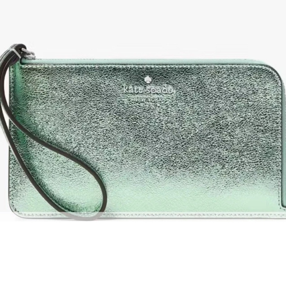 Kate Spade New York Metallic Mint Wristlet NWT